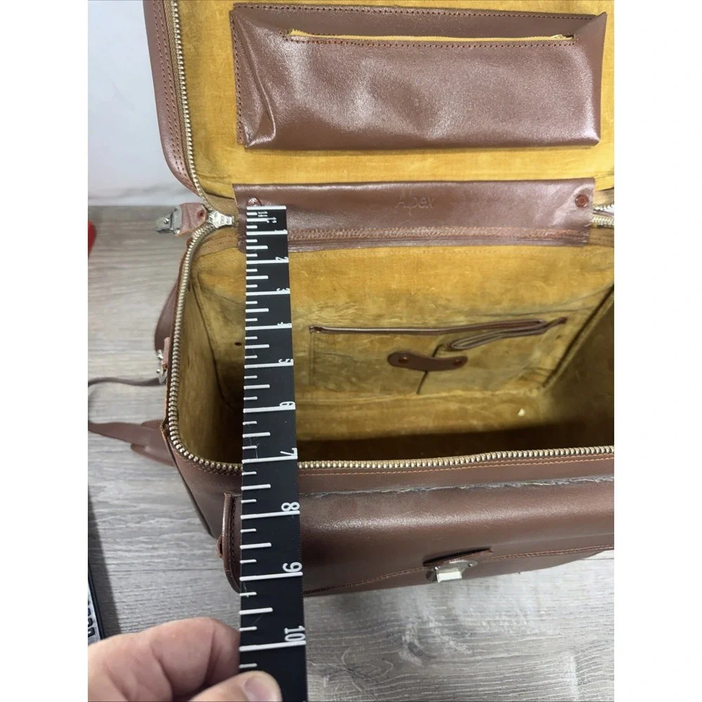 Vintage Alpex Camera Bag With Strap Brown Genuine Leather Made In Japan W/keys